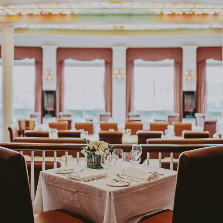 Fine dining room at Tiara Restaurant, located at Queen's Landing in Niagara-on-the-Lake