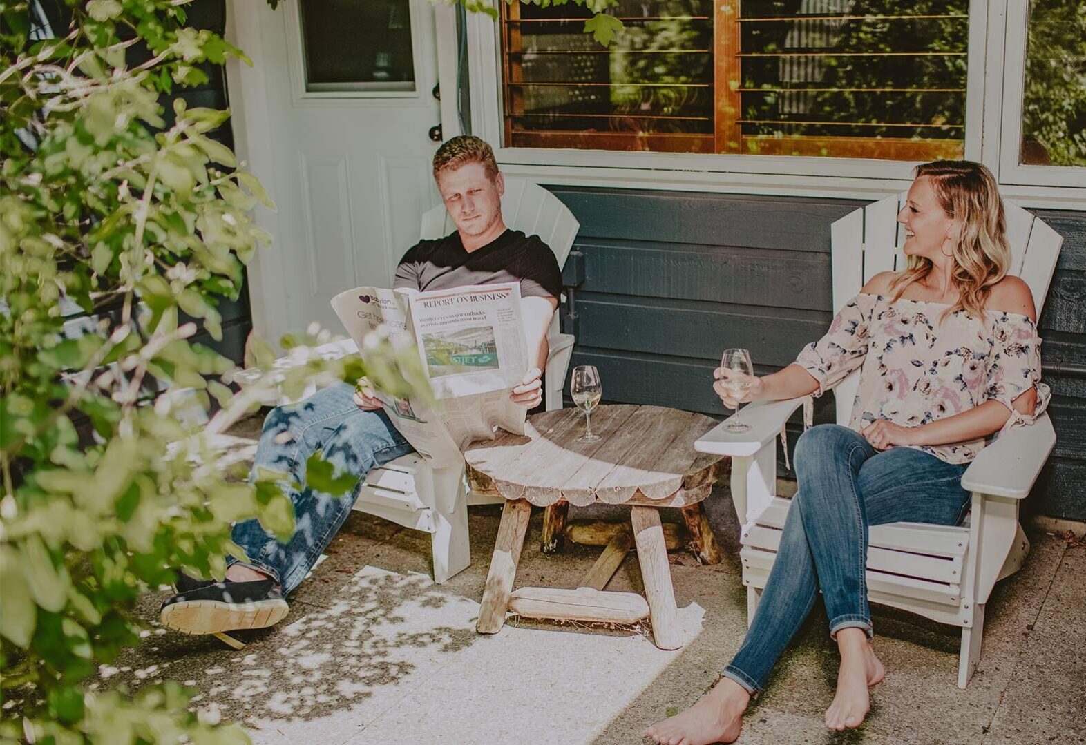 Couple lounging outdoors at Millcroft Inn & Spa in Caledon