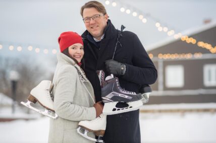 A couple going ice skating in Niagara-on-the-Lake.