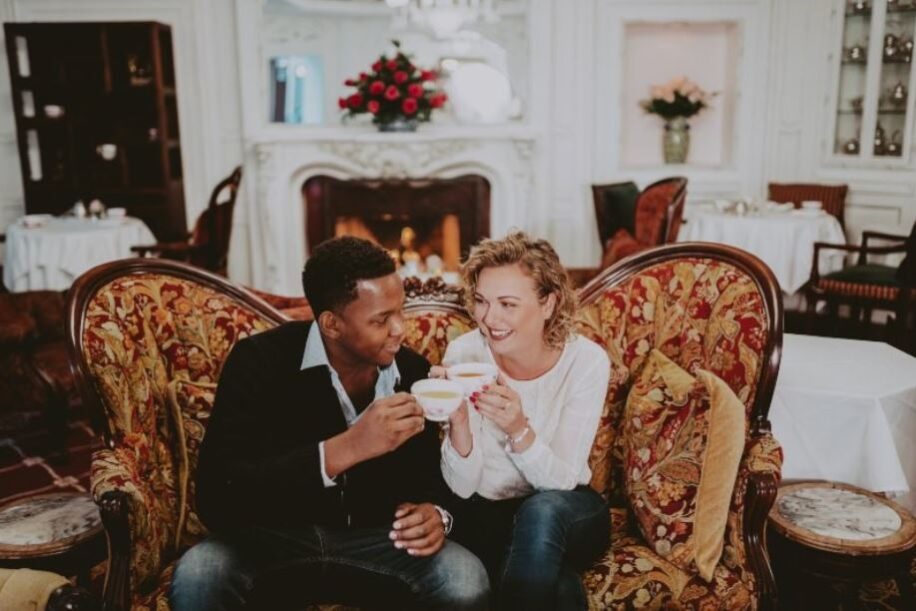 Couple Enjoying Tea at The Drawing Room at Prince of Wales