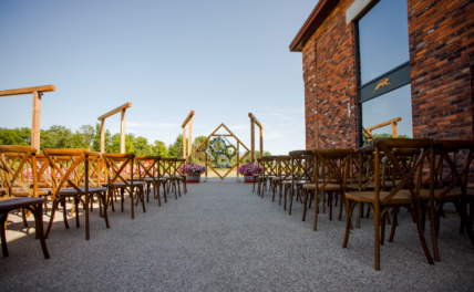 A fall wedding inside at The Hare Wine Co. in Niagara-on-the-Lake.