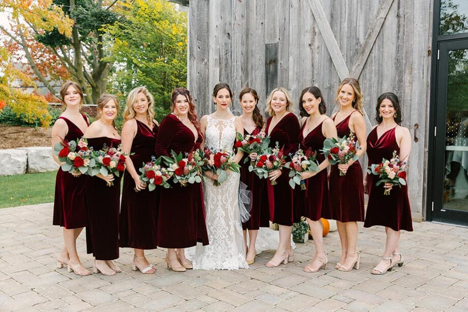 Velvet wedding dresses for a winter wedding