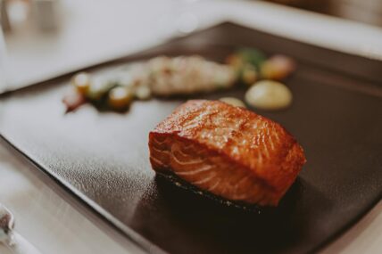 Salmon served at a winter wedding in Niagara-on-the-Lake.