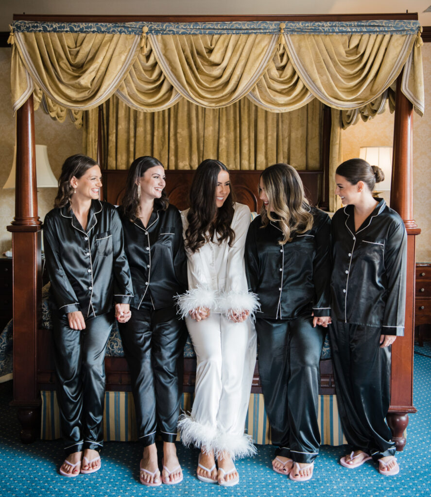 Bride and bridesmaid getting ready at Prince of Wales