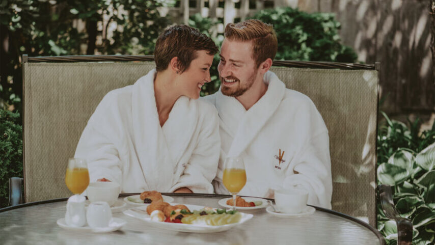 A couple enjoying a seasonal package at Spa On the Twenty