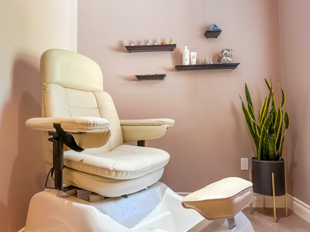 The newly renovated pedicure station at Spa On The Twenty