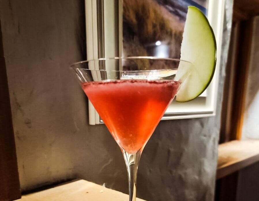 Millcroft Inn & Spa's specialty holiday Cranberry Margarita cocktail prepared by the bartenders at Vintage Hotels.