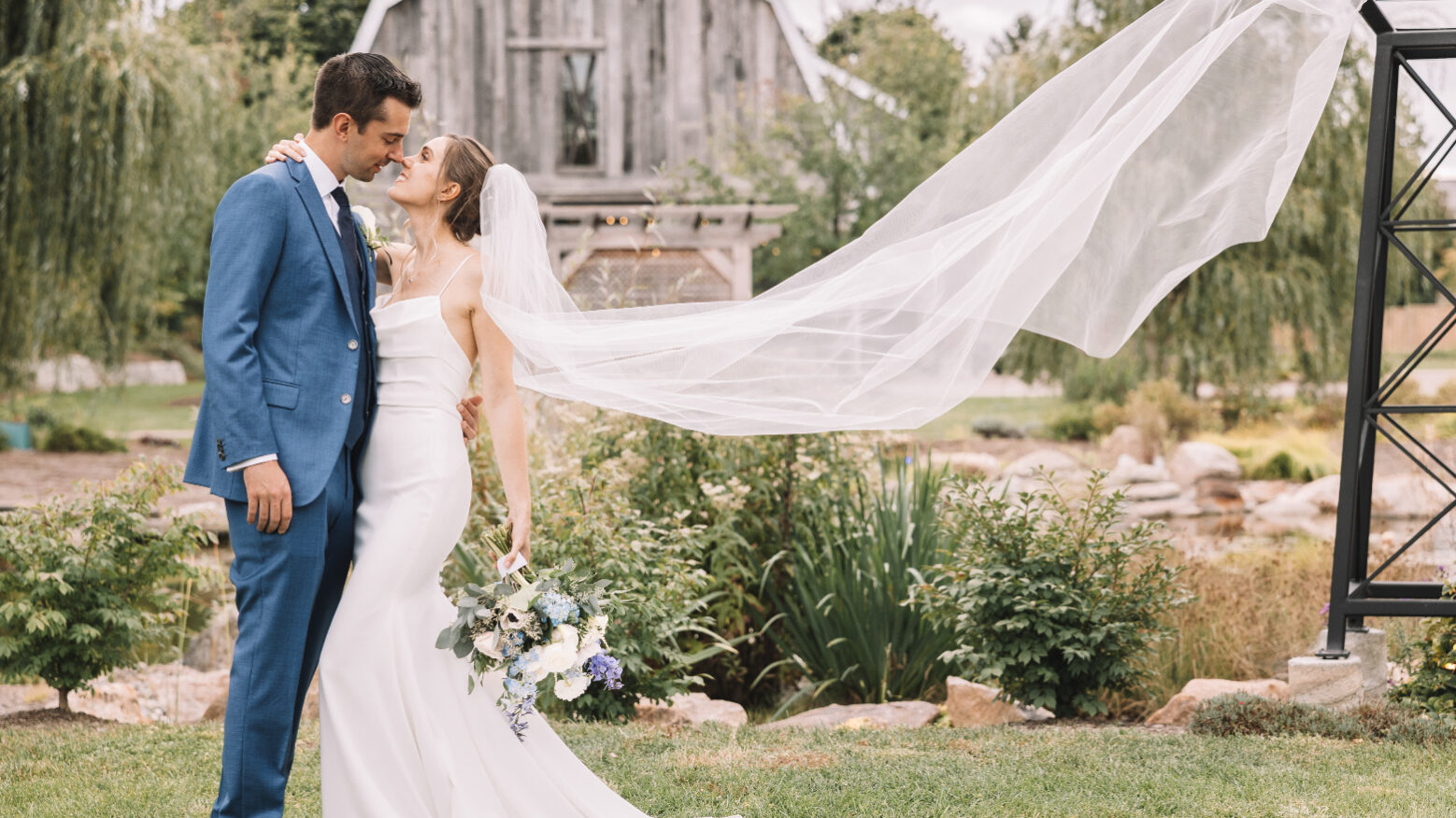 A couple during their wedding in Niagara on the Lake