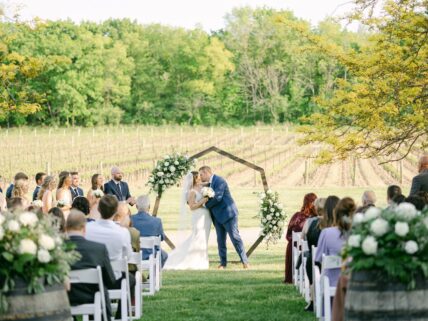 A vineyard wedding ceremony at Chateau des Charmes in Niagara-on-the-Lake.