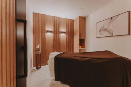 Massage treatment room at 100 Fountain Spa in Niagara-on-the-Lake.