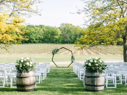 A wedding ceremony set up at Château des Charmes in Niagara-on-the-Lake.