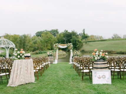 A wedding ceremony set up at Sue-Ann Staff Winery in Jordan Village.