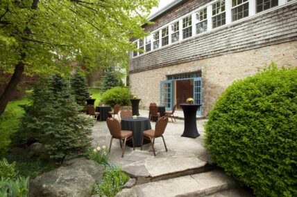 Conference networking on the Erin Terrace at Millcroft Inn & Spa in Caledon, Ontario.